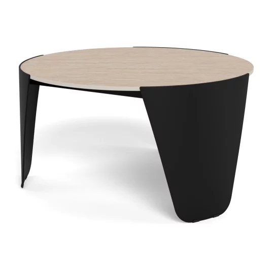 Stolik kawowy MAREA fi 80 czarny/drewniany - Zdjęcie 4