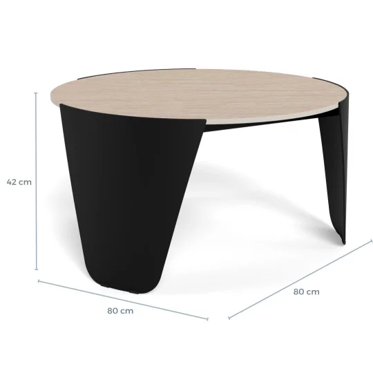 Stolik kawowy MAREA fi 80 czarny/drewniany - Zdjęcie 8