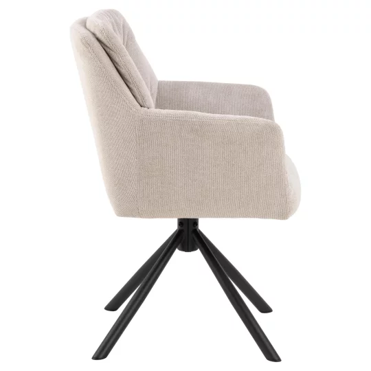 Krzesło tapicerowane z podłokietnikami ASTON beżowe - Zdjęcie 3