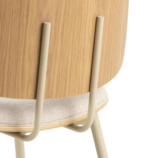 Krzesło tapicerowane GARDA beżowe/drewniane - Zdjęcie 5