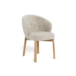 Krzesło tapicerowane DINO beżowe - drewniane nogi