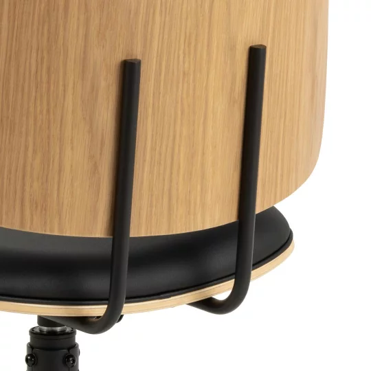 Krzesło obrotowe z ekoskóry GARDA czarne/drewniane - Zdjęcie 5