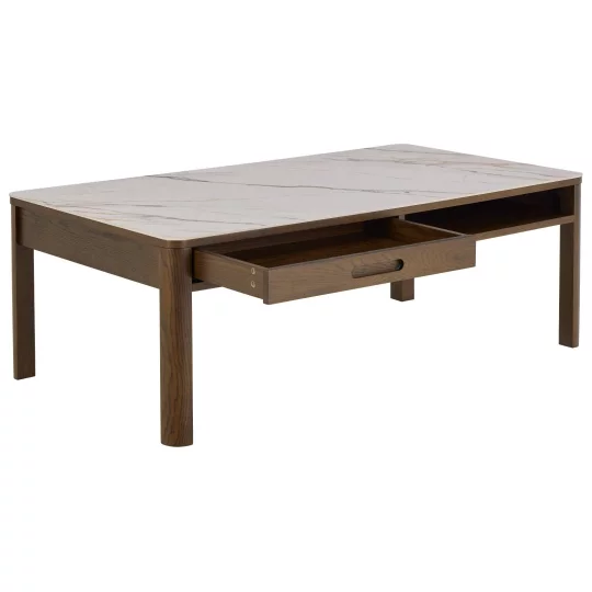 Stolik kawowy MONS 130x70 drewniany/marmur - Zdjęcie 4