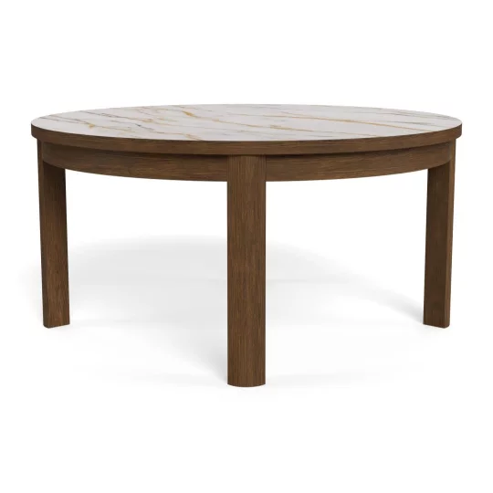 Stolik kawowy MONS fi 90 drewniany/marmur - Zdjęcie 2
