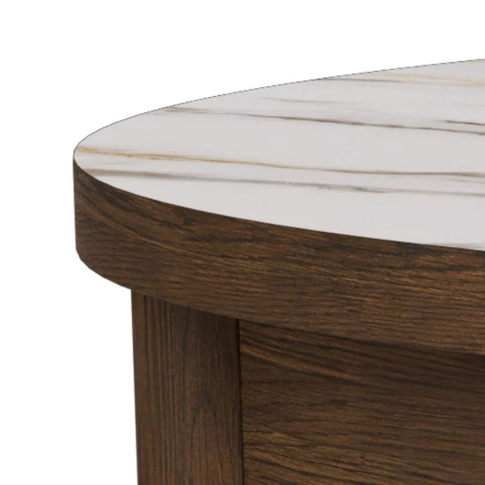 Stolik kawowy MONS fi 90 drewniany/marmur - Zdjęcie 4