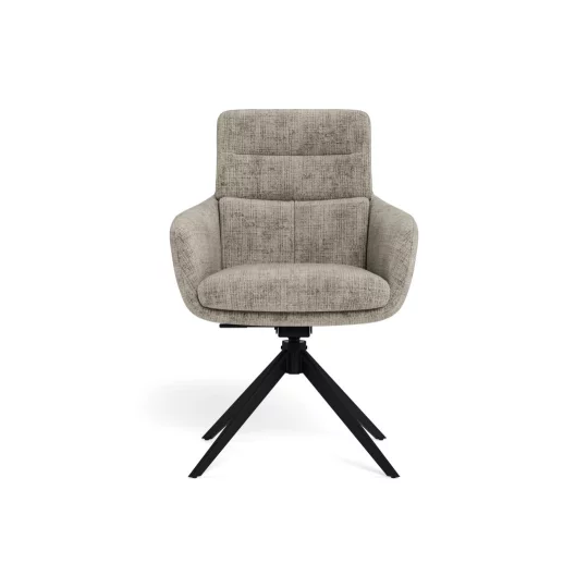 Krzesło tapicerowane z podłokietnikami GORO szarobeżowe - Zdjęcie 2