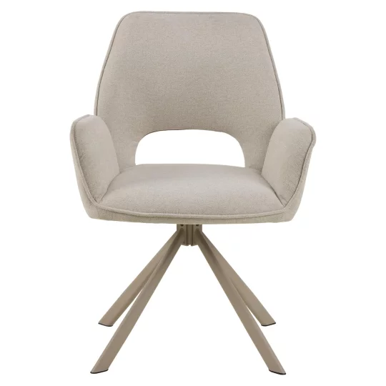 Krzesło tapicerowane z podłokietnikami ZANTE beżowe - beżowe nogi - Zdjęcie 3
