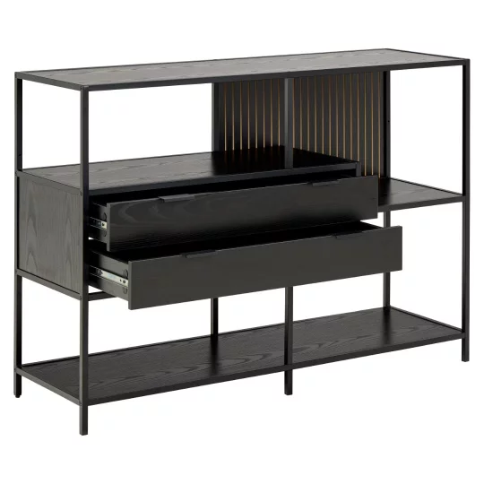 Regał z szufladami ZAKARIA 114x35 czarny - Zdjęcie 3