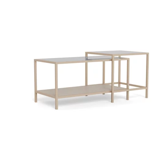Podwójny stolik kawowy ZAKARIA 90x50 beżowy/szklany