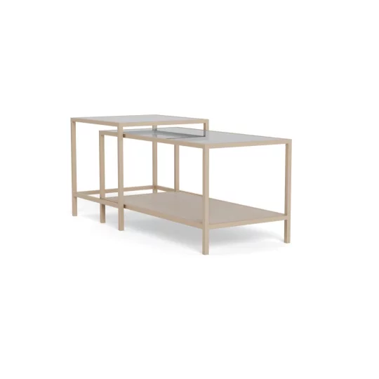 Podwójny stolik kawowy ZAKARIA 90x50 beżowy/szklany - Zdjęcie 5