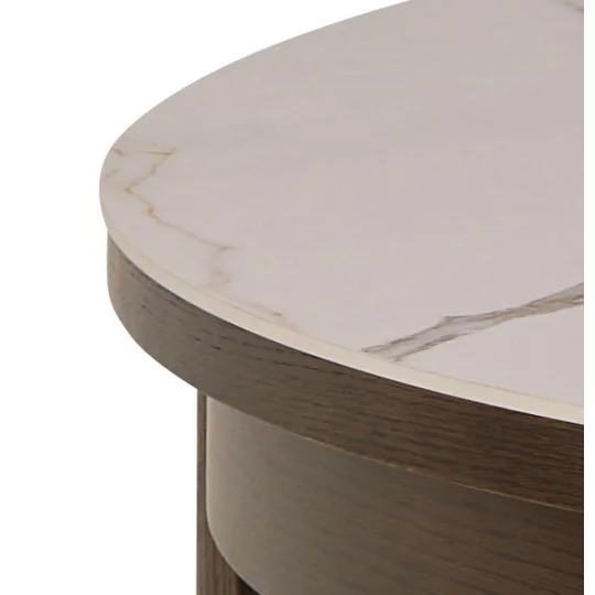 Stół okrągły MONS fi 120 drewniany/marmur - Zdjęcie 2