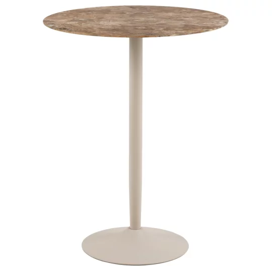 Stolik barowy LAURENT fi 80 brązowy marmur