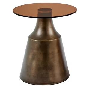 Stolik kawowy okrągły SIGO fi 45 szklany/brązowy