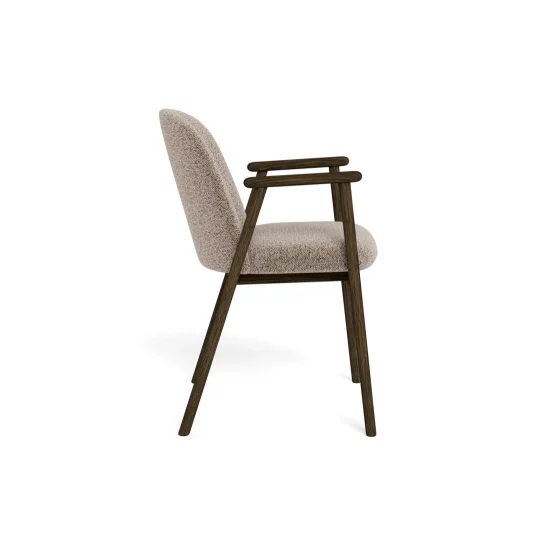 Krzesło tapicerowane ILIA beżowe/dąb dymiony - Zdjęcie 3