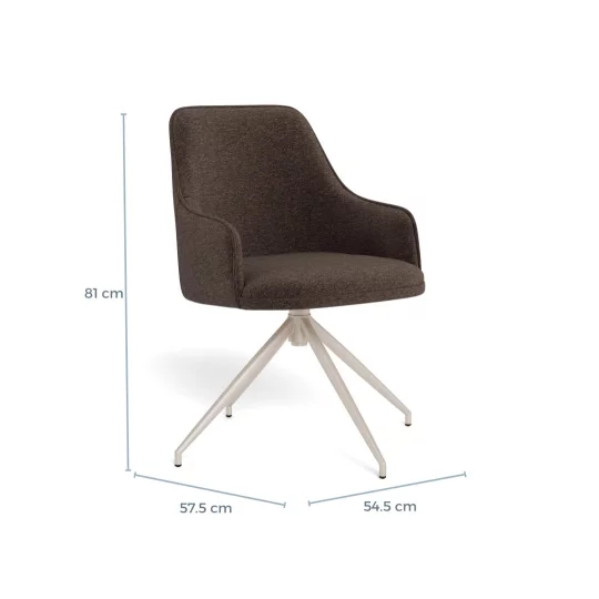 Krzesło tapicerowane obrotowe BRIX ciemnobrązowe - Zdjęcie 9