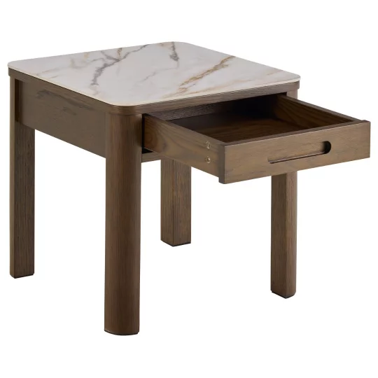 Stolik boczny MONS drewniany/marmur - Zdjęcie 4