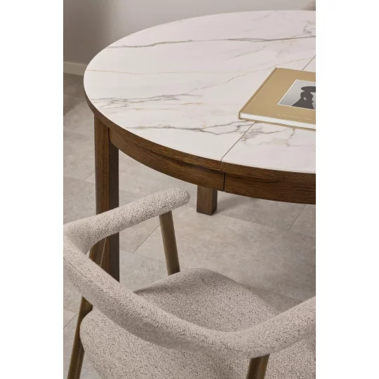 Stół okrągły MONS fi 120 drewniany/marmur - Zdjęcie 6