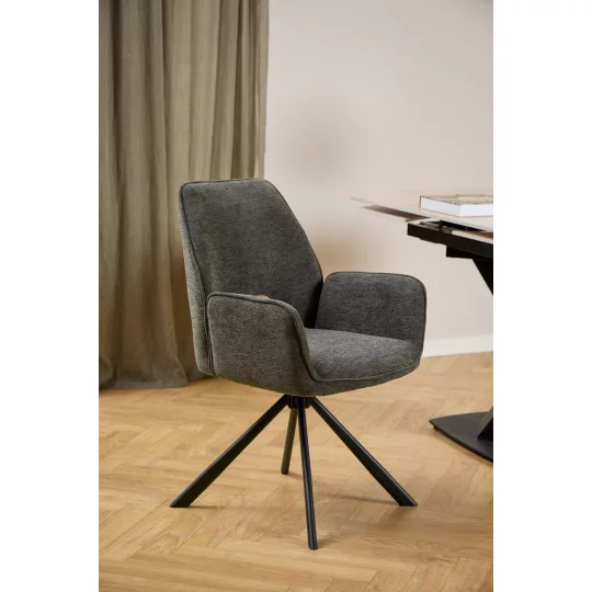 Krzesło tapicerowane z podłokietnikami ZANTE antracytowe - Zdjęcie 9