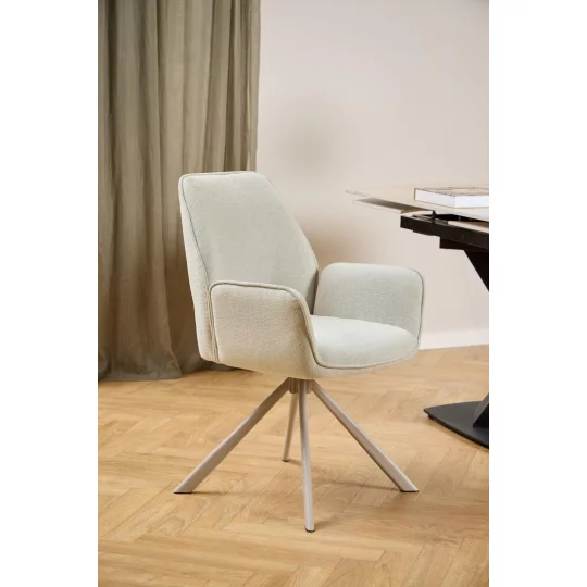 Krzesło tapicerowane z podłokietnikami ZANTE beżowe - beżowe nogi - Zdjęcie 10