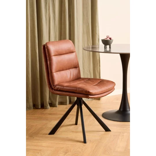 Krzesło z ekoskóry BRUNO brązowe - Zdjęcie 6