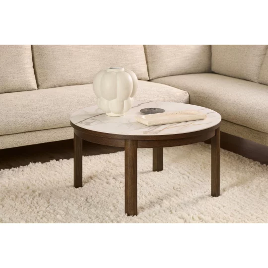 Stolik kawowy MONS fi 90 drewniany/marmur - Zdjęcie 7