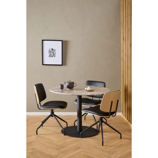 Krzesło obrotowe z ekoskóry GARDA czarne/drewniane - Zdjęcie 7