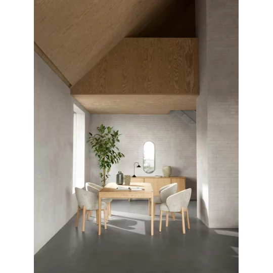 Krzesło tapicerowane DINO beżowe - drewniane nogi - Zdjęcie 5