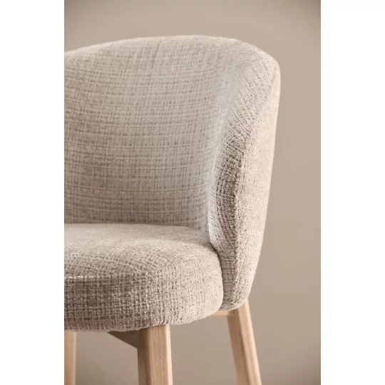 Krzesło tapicerowane DINO beżowe - drewniane nogi - Zdjęcie 6