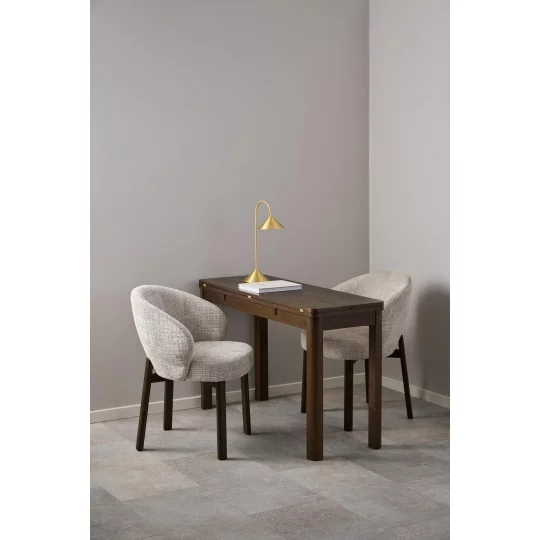 Krzesło tapicerowane DINO beżowe - ciemne drewniane nogi - Zdjęcie 10