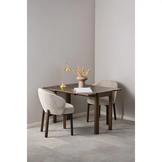 Krzesło tapicerowane DINO beżowe - ciemne drewniane nogi - Zdjęcie 11