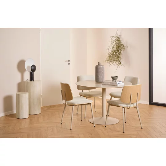 Krzesło tapicerowane GARDA beżowe/drewniane - Zdjęcie 7