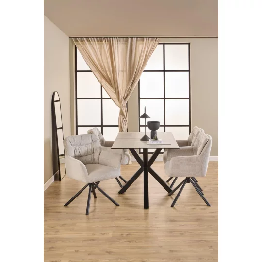 Krzesło tapicerowane z podłokietnikami ASTON beżowe - Zdjęcie 8