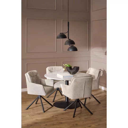 Krzesło tapicerowane z podłokietnikami ASTON beżowe - Zdjęcie 7