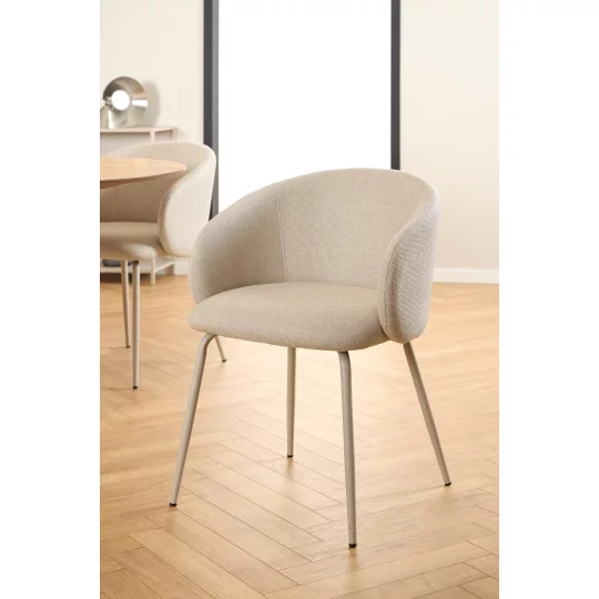 Krzesło tapicerowane ZANE beżowe - nogi beżowe - Zdjęcie 5