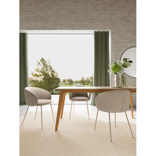 Krzesło tapicerowane ZANE beżowe - nogi beżowe - Zdjęcie 7