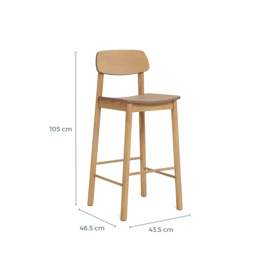 Hoker z oparciem KAMI drewniany - Zdjęcie 11