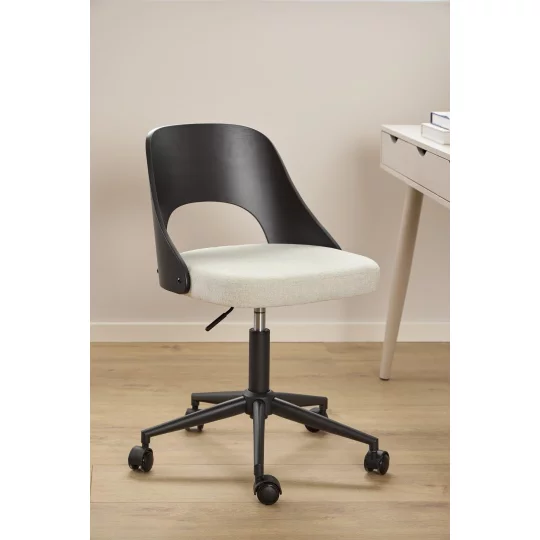 Krzesło biurowe tapicerowane MADI beżowe/czarne - Zdjęcie 9