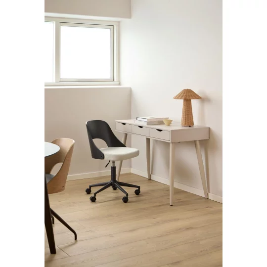 Krzesło biurowe tapicerowane MADI beżowe/czarne - Zdjęcie 10