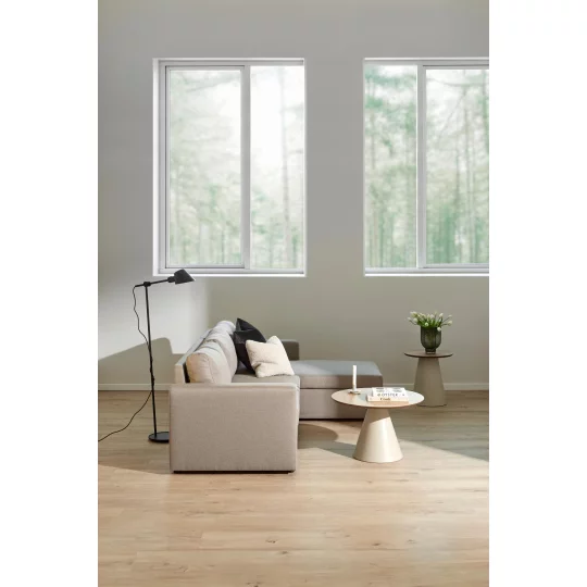 Stolik kawowy okrągły RENO fi 45 okleina dębowa/beżowy - Zdjęcie 5