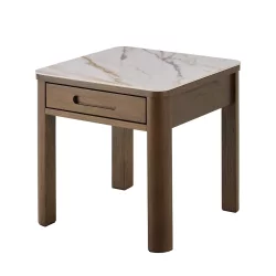 Stolik boczny MONS drewniany/marmur
