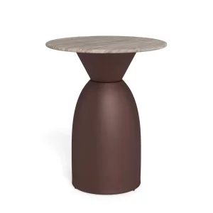 Stolik kawowy MONTREAL fi 40 brązowy/marmur