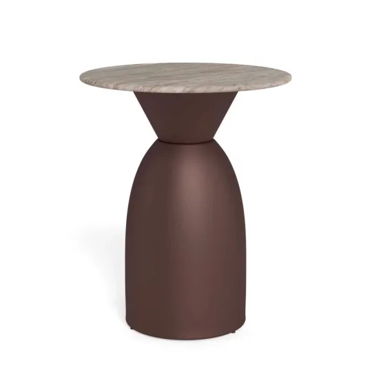 Stolik kawowy MONTREAL fi 40 brązowy/marmur