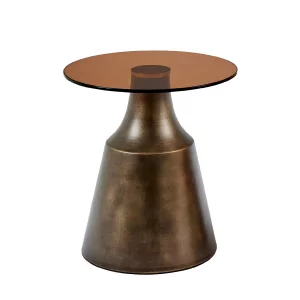 Stolik kawowy okrągły SIGO fi 45 szklany/brązowy