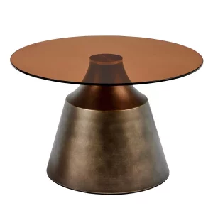 Stolik kawowy okrągły SIGO fi 70 szklany/brązowy