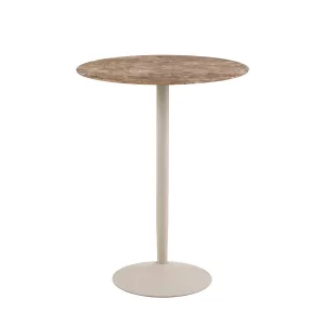 Stolik barowy LAURENT fi 80 brązowy marmur