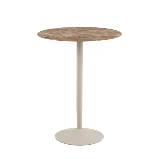 Stolik barowy LAURENT fi 80 brązowy marmur