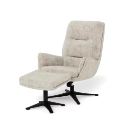 Fotel tapicerowany z podnóżkiem HELT beżowy