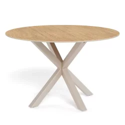 Stół okrągły RITA fi 119 beżowy/drewniany