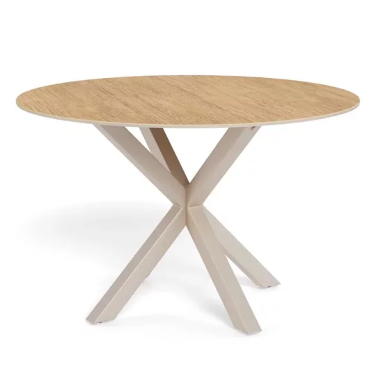 Stół okrągły RITA fi 119 beżowy/drewniany