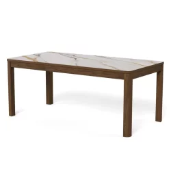 Stół prostokątny MONS 180x90 drewniany/marmur